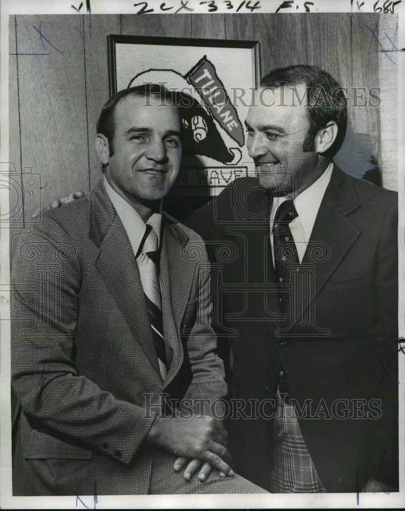 1974 Press Photo Milt Retif passed torch as baseball coach to Joe Brockoff- Historic Images