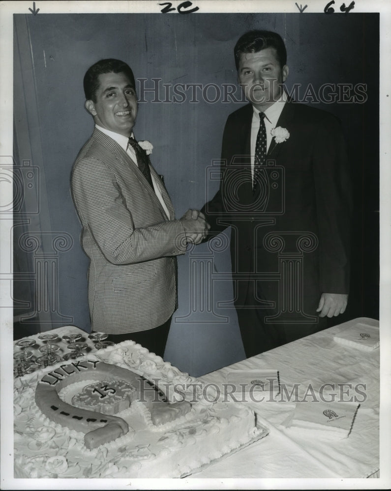 1967 Press Photo New and outgoing president of Lucky 13 Social &amp; Athletic Club - Historic Images