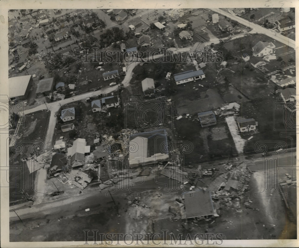 1957 Press Photo Aerial view of devastated Cameron, Louisiana - noo02038-Historic Images