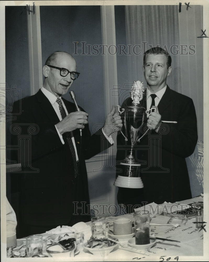 1960 Milton Bush with his award at the Behrman band awards program - Historic Images