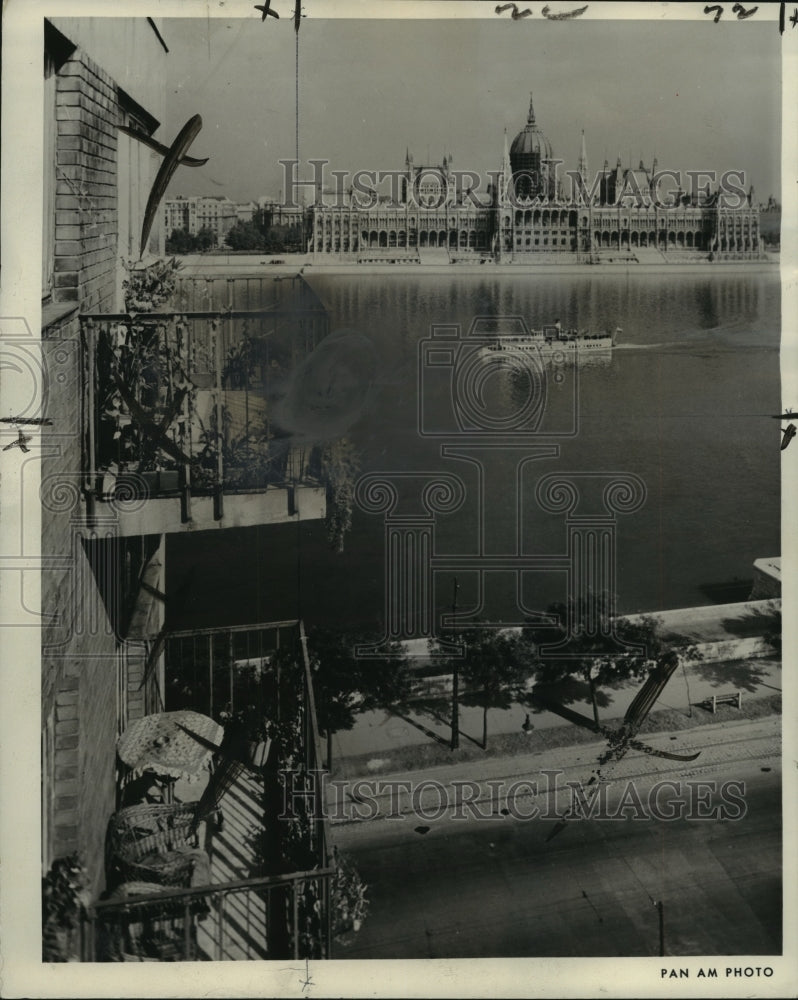 1961 House of Parliament, Budapest, Hungary shows Neo-Gothic spires - Historic Images