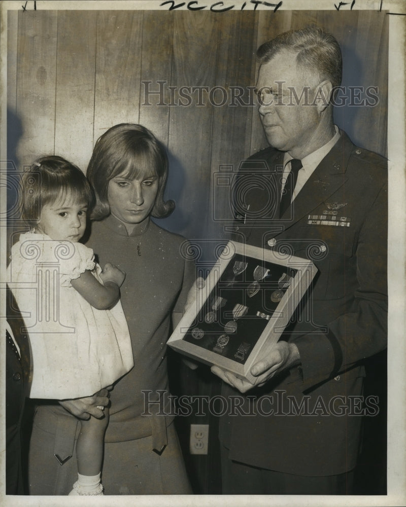 1969 Mrs. Maureen Brown receiving medals posthumously for husband - Historic Images