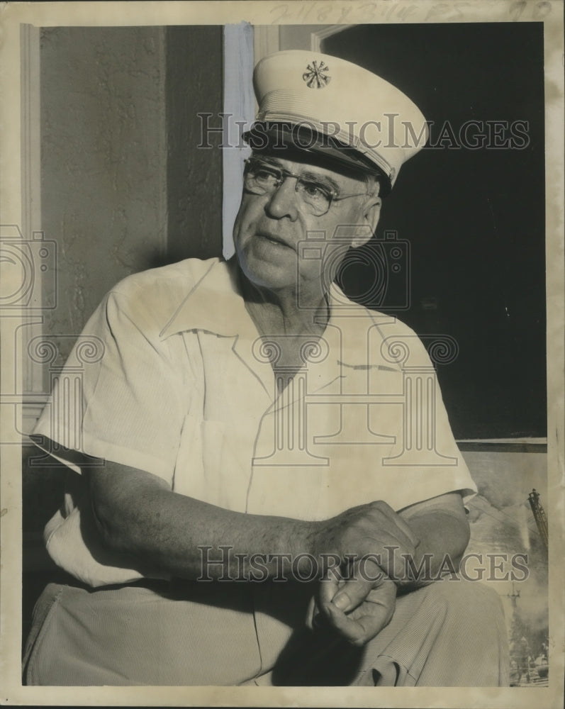 1956 Press Photo Fire Captain Patrick Burke announces Retirement - noo03356-Historic Images