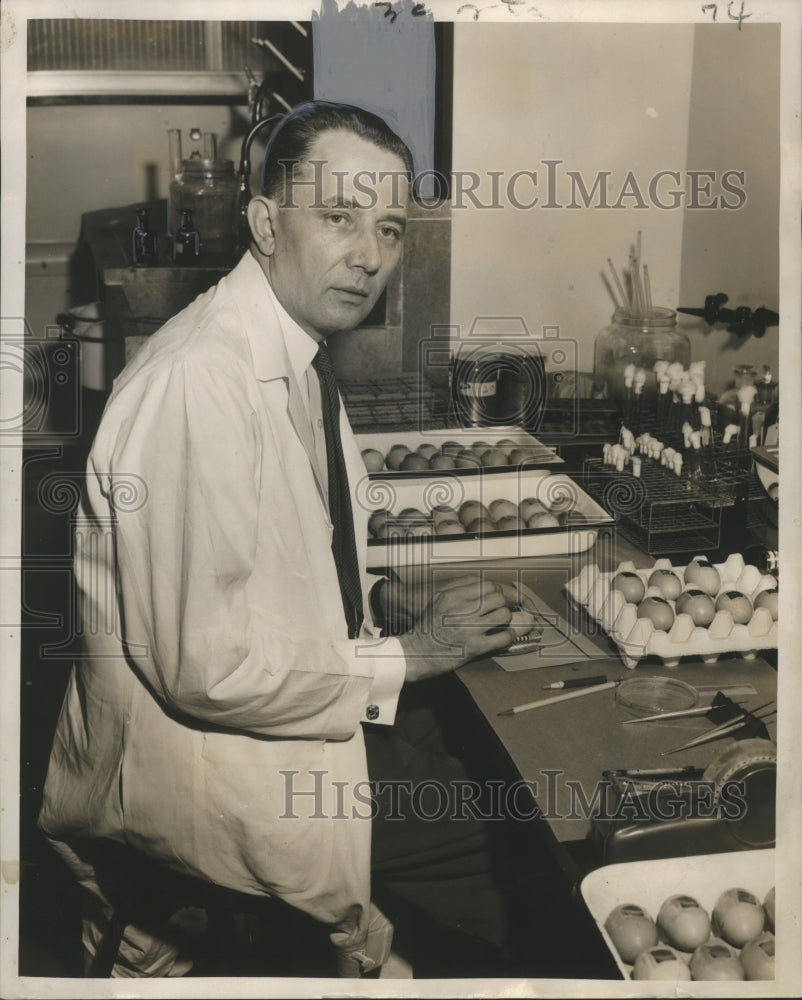 1955 Dr. John Buddingh Injects Eggs with Influenza, New Orleans - Historic Images