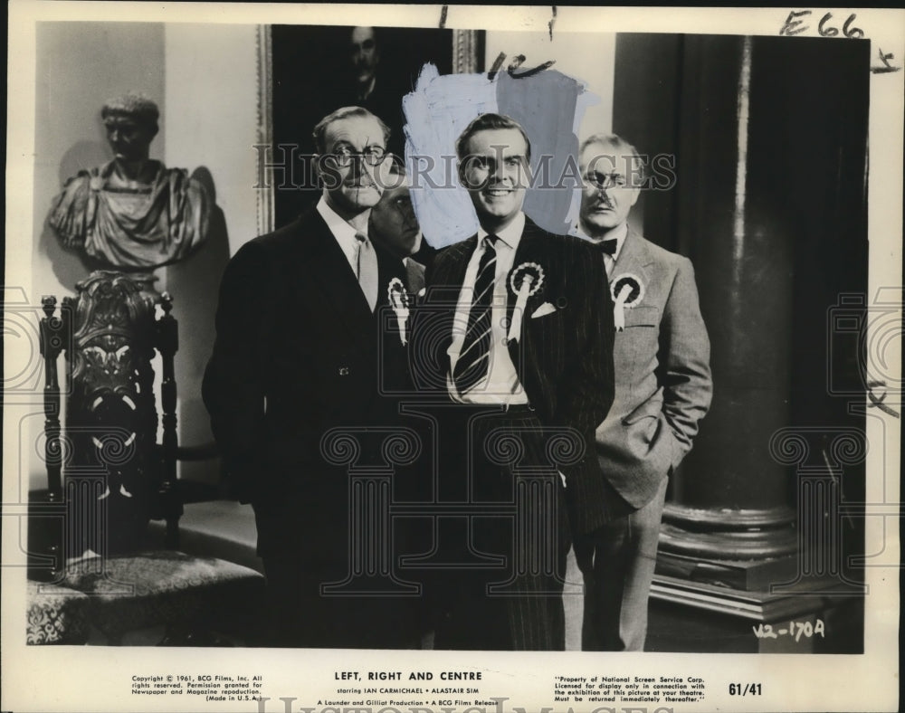 1961 Ian Carmichael & British politicians in "Left, Right & Center" - Historic Images