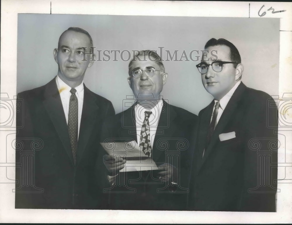 1957 Editor George Chaplin, Louis Guidry, Dudley Andry at Ceremony - Historic Images