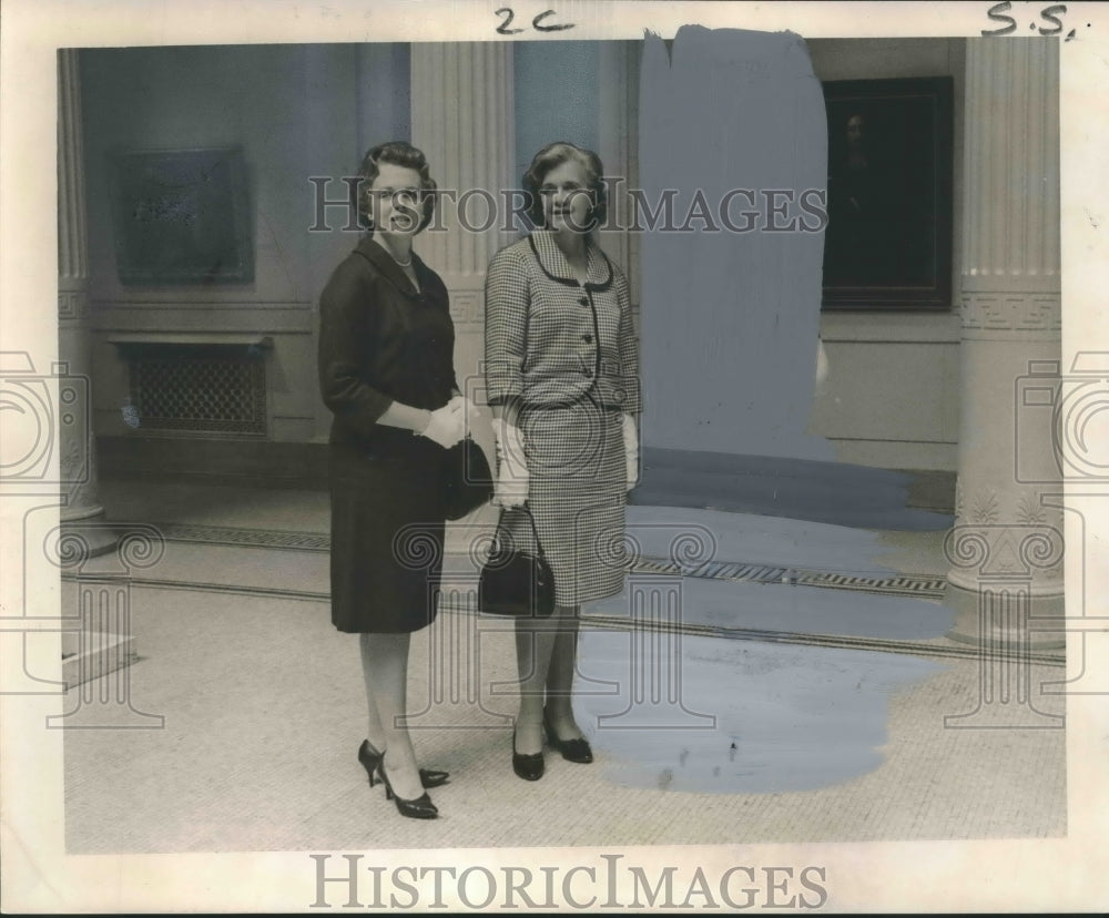 1965 Mrs. Clayton J. Charbonnet left, and Mrs. Henry P. Dart, III - Historic Images