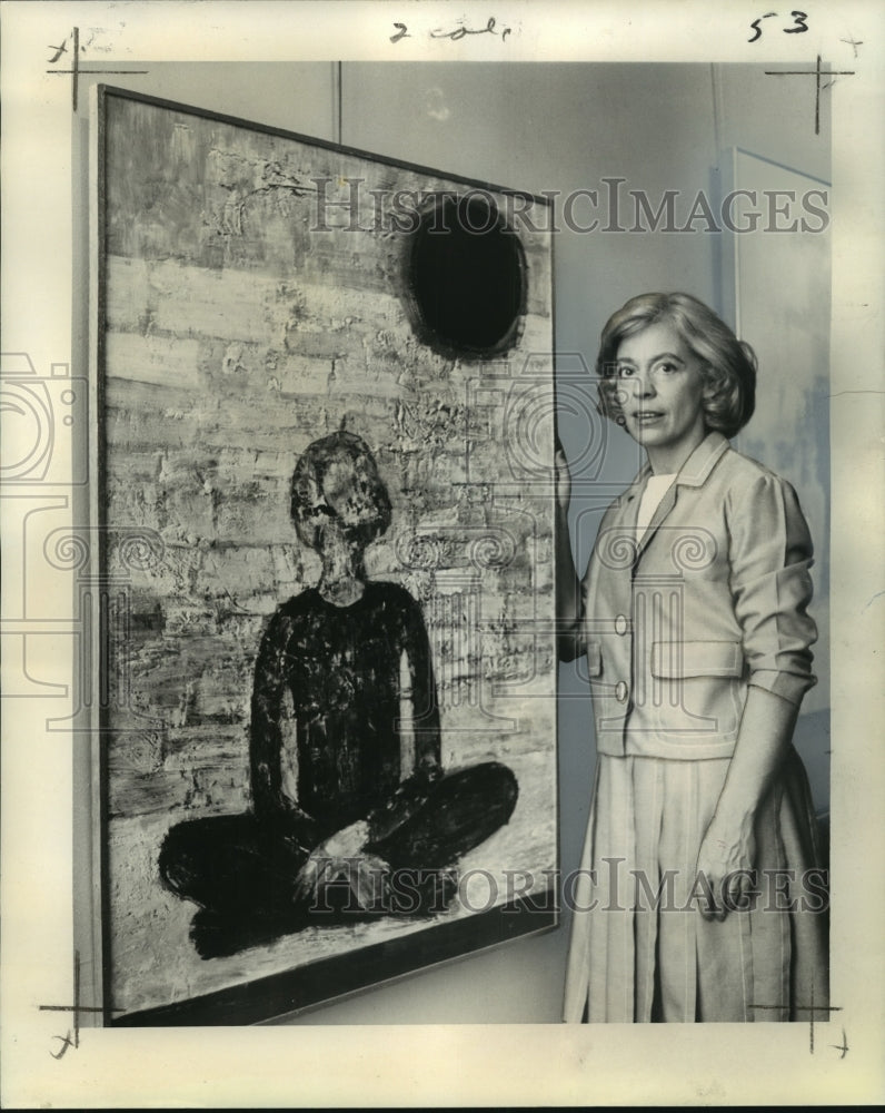 1964 Marilyn Conrad and One of her Paintings at Orleans Gallery - Historic Images