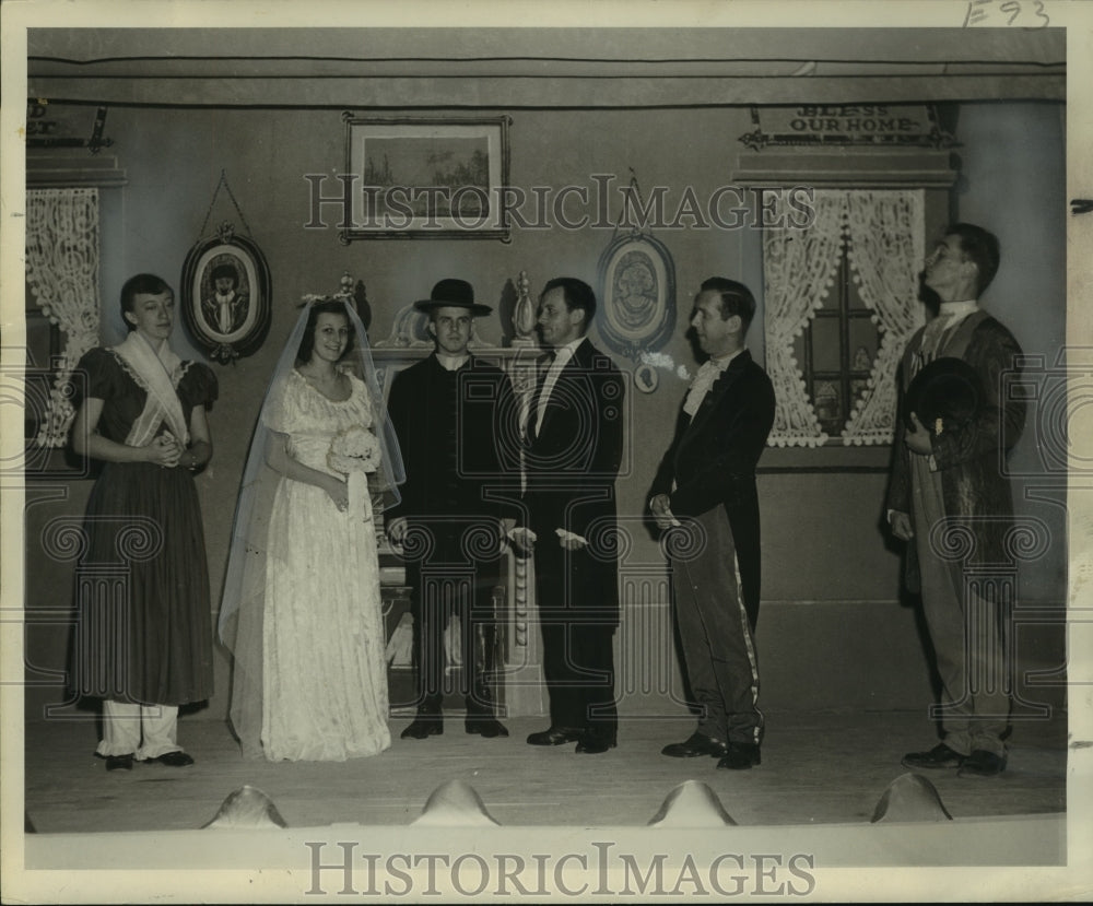 1949 Actors Portray a Wedding Scene with Great Grandma Character - Historic Images