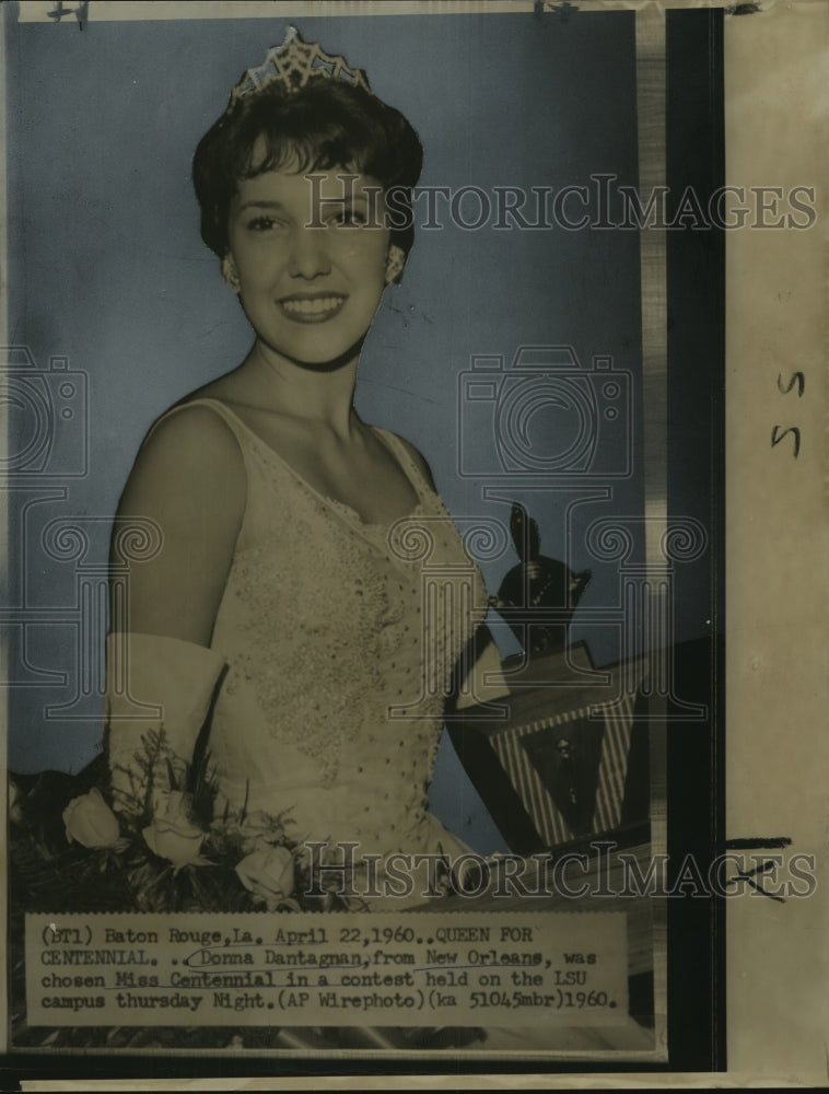 1960 Press Photo Donna Dantagman from New Orleans chosen Miss Centennial-Historic Images