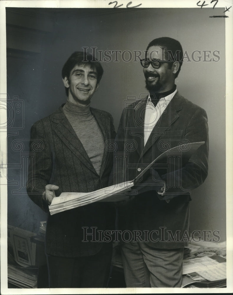 1972 Conductor and composer study the score of &quot;A Service for Louis&quot; - Historic Images