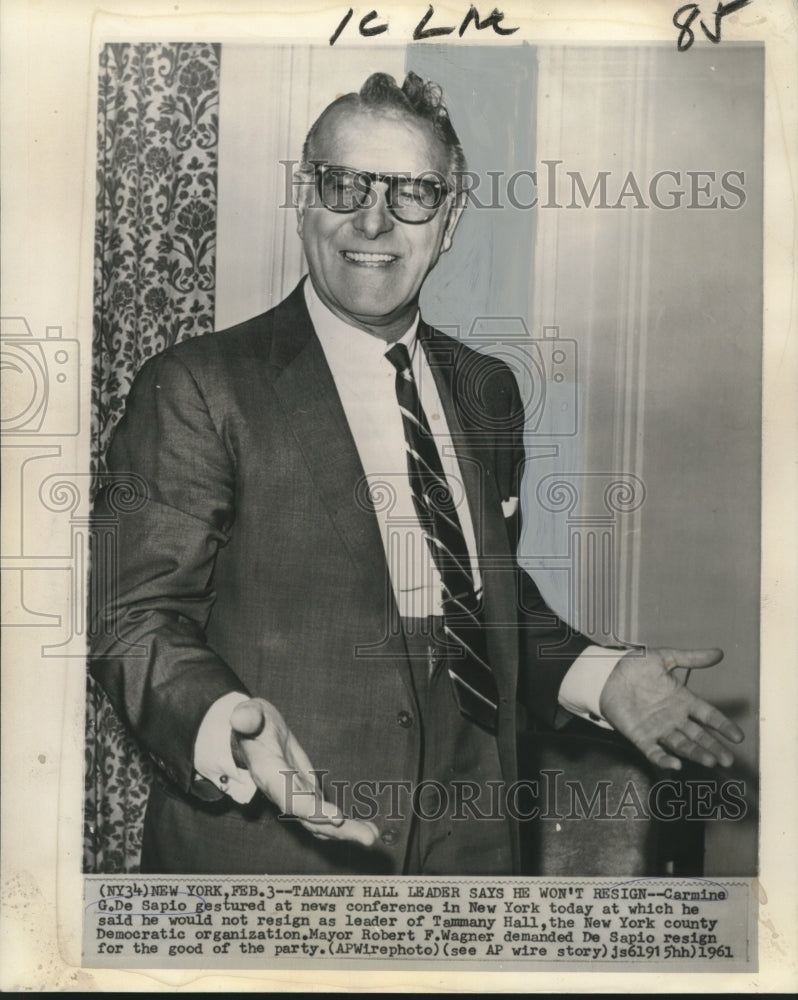 1961 Tammany Hall Leader Carmine G. De Sapio at News Conference-Historic Images