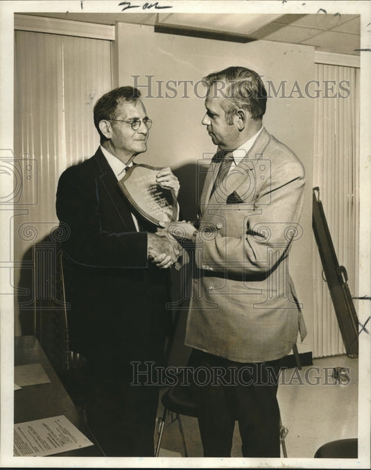 1969 States-Item religion editor Herman Drezinski receives a plaque-Historic Images