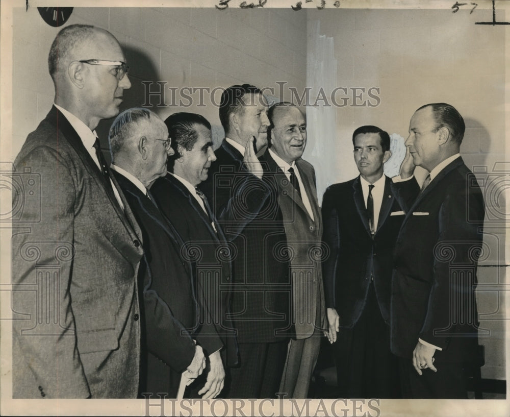 1962 Harahan city officials take the oath of office at city hall - Historic Images