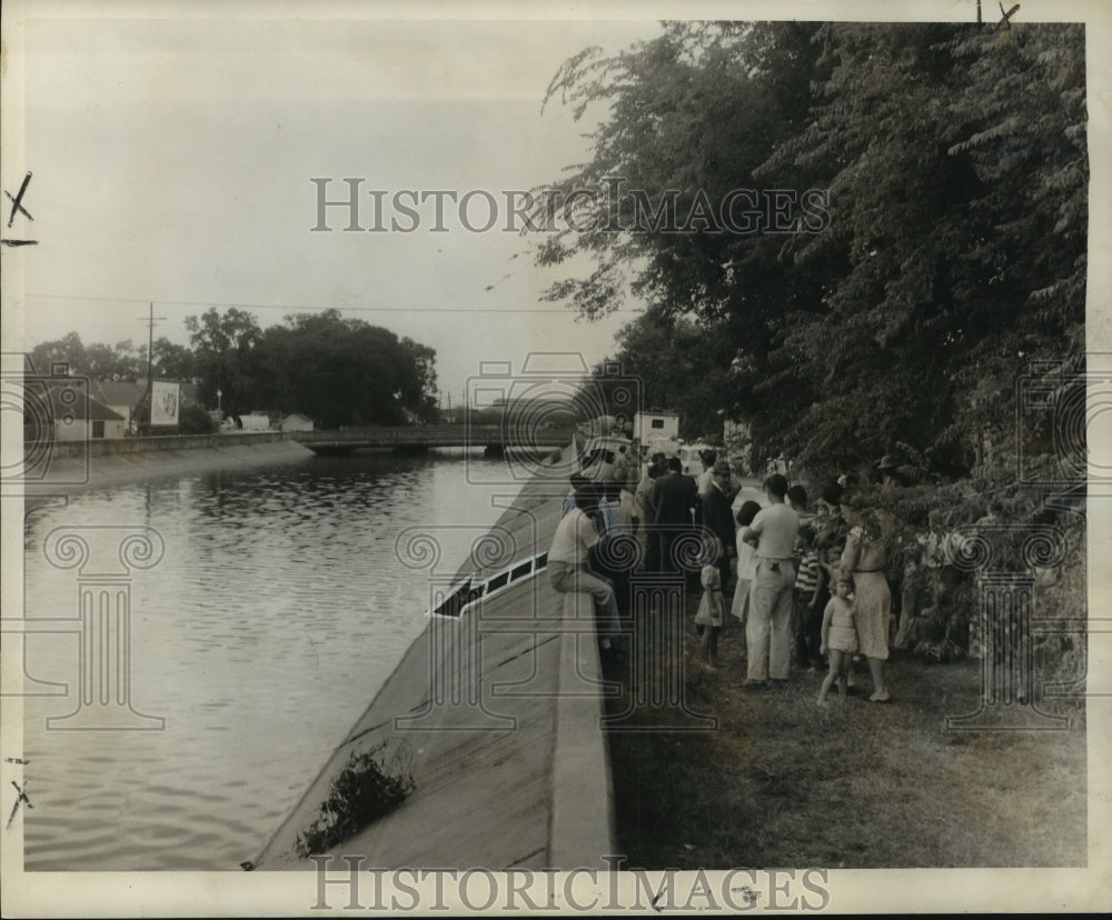 1955 Press Photo Accident - London Avenue Canal, Where Boys Drowned, New Orleans-Historic Images