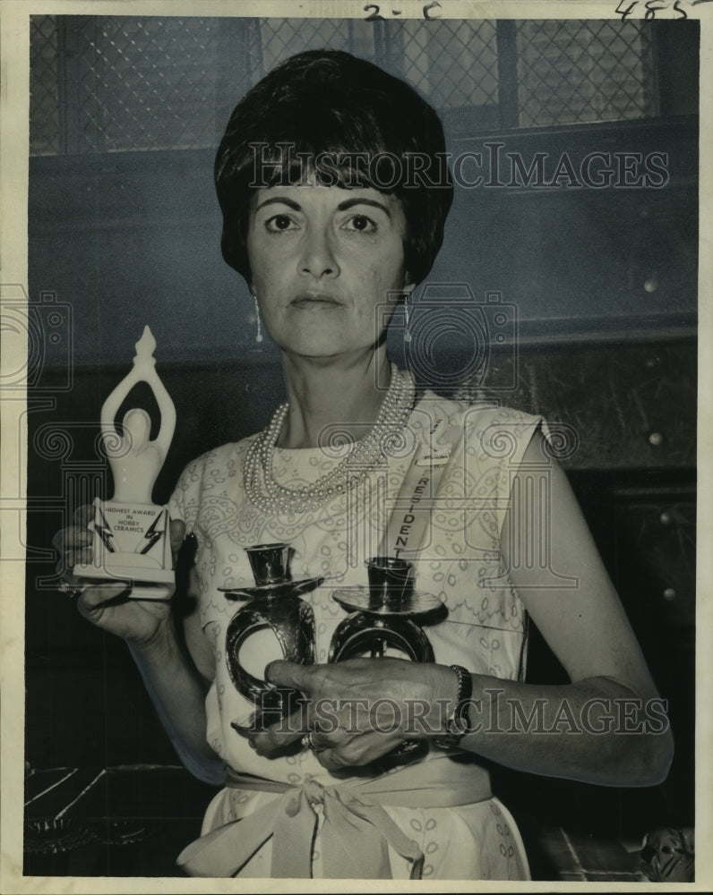 1967 Jefferson Ceramic Guild show winner, Mrs. Myra Duags &amp; her work-Historic Images