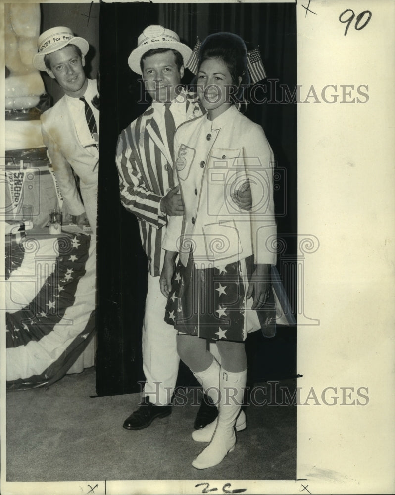 1968 Mr. and Mrs. David D. Duggins at Snoopy for President party - Historic Images