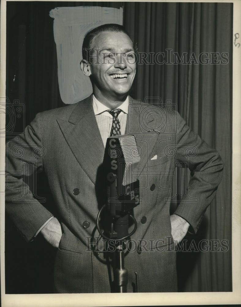 1951 CBS Host Speaking At a Microphone - Historic Images