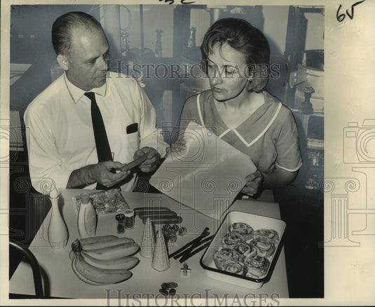 1964 Press Photo Chemists Show Edible Coating & Products Treated with Coating- Historic Images