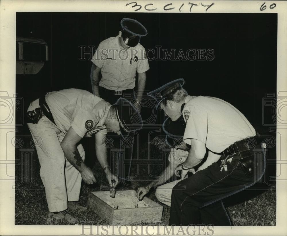 1967 Officers from New Orleans Police Academy handling explosives - Historic Images