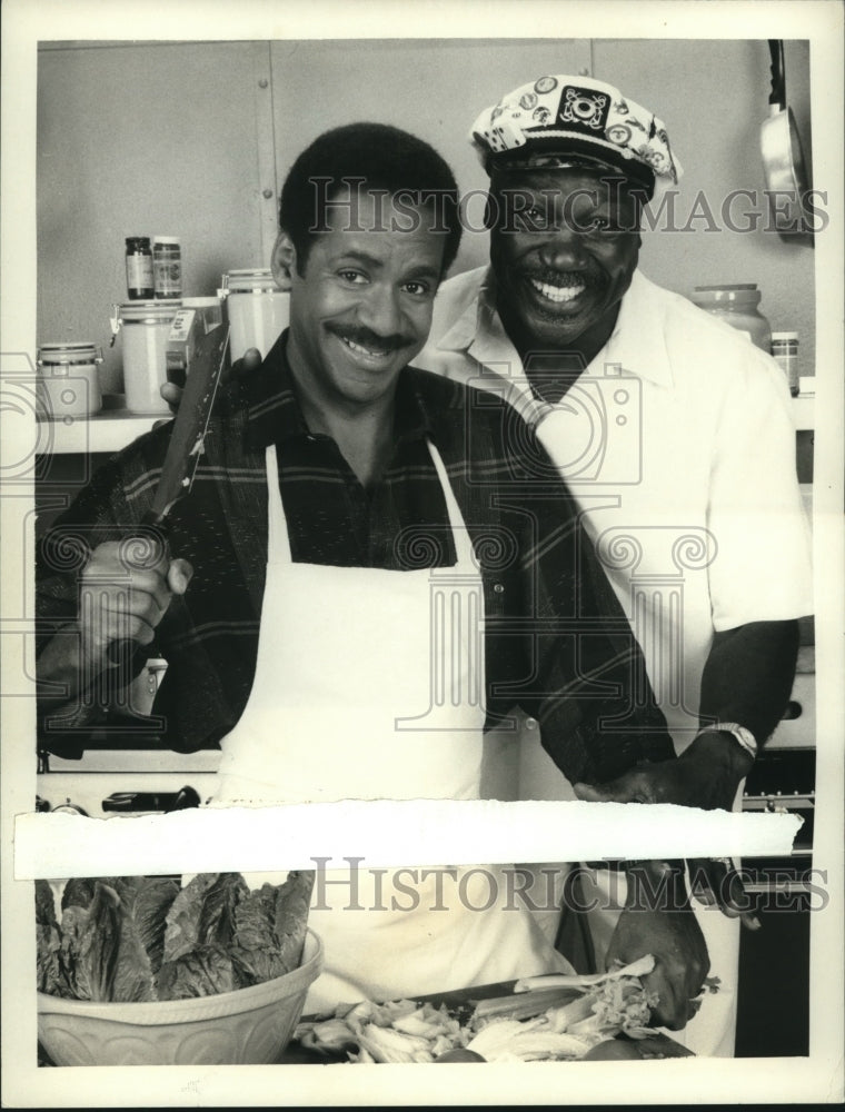 1987 Press Photo Actors Rim Reid &amp; Tony Burton in &quot;Frank&#39;s Place&quot; - Historic Images