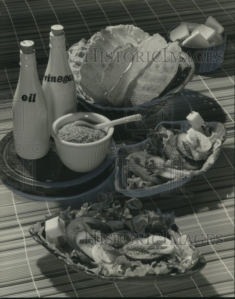 Press Photo Crusty Bread with a Cucumber Salad - Historic Images