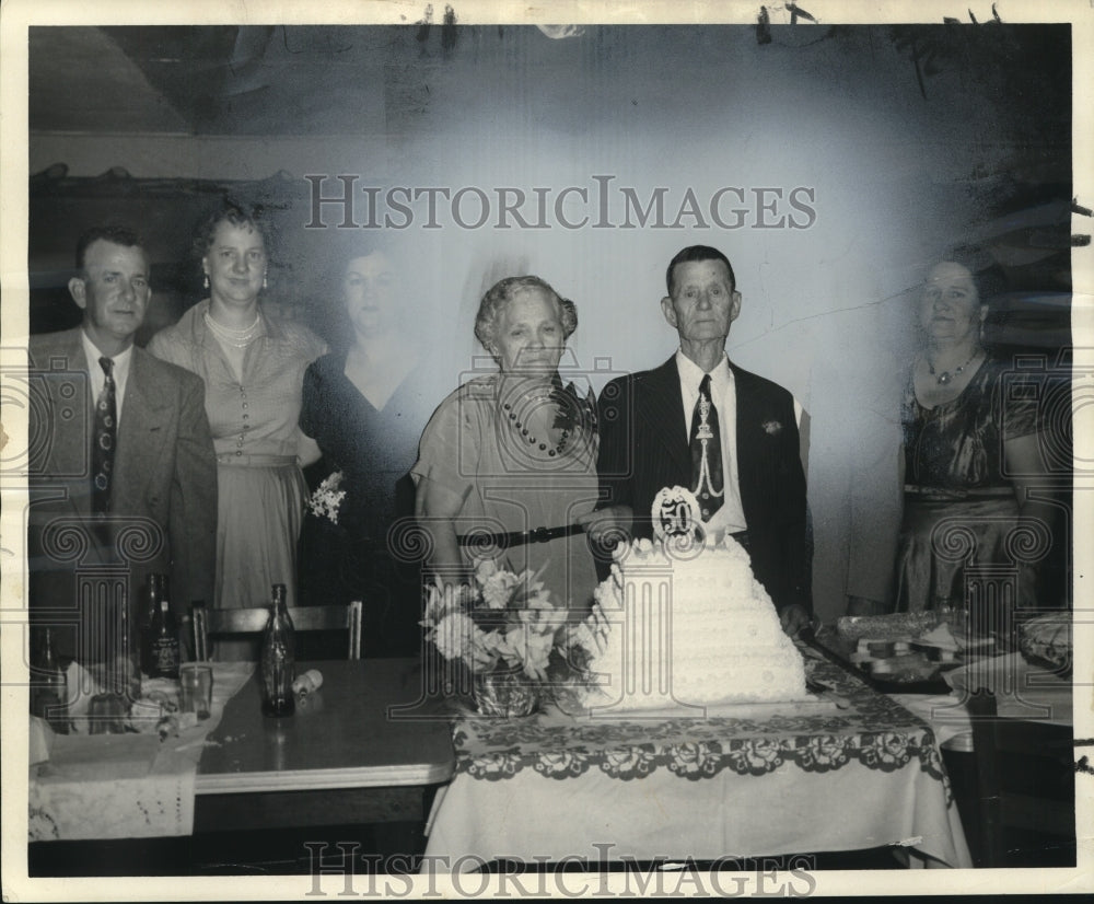 1955 Press Photo 50th Wedding Anniversary of Mr. &amp; Mrs. Eugene Foret - noo18292-Historic Images