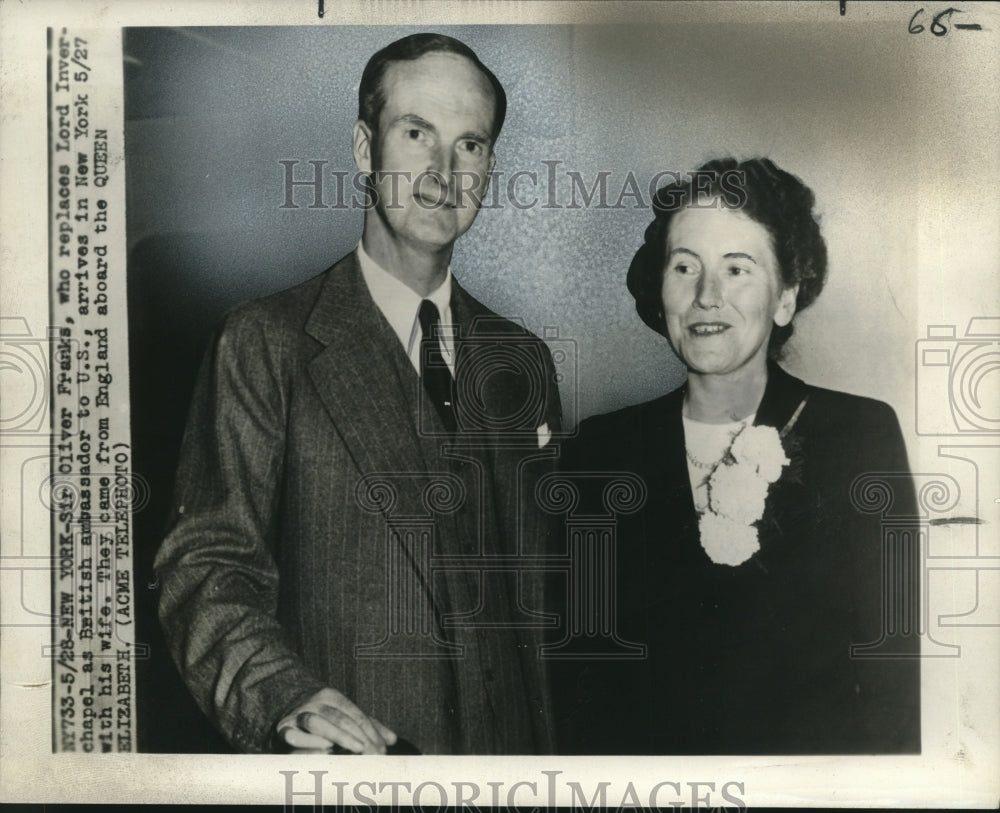 1948 British Ambassador to the U.S. Sir Oliver Franks With His Wife - Historic Images