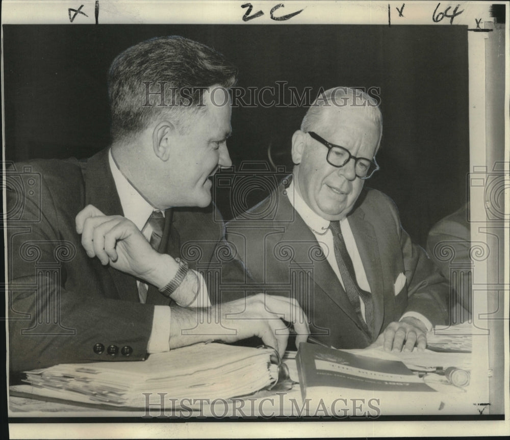 1966 Treasury Secretary,. Budget Director Confer at House Hearing - Historic Images