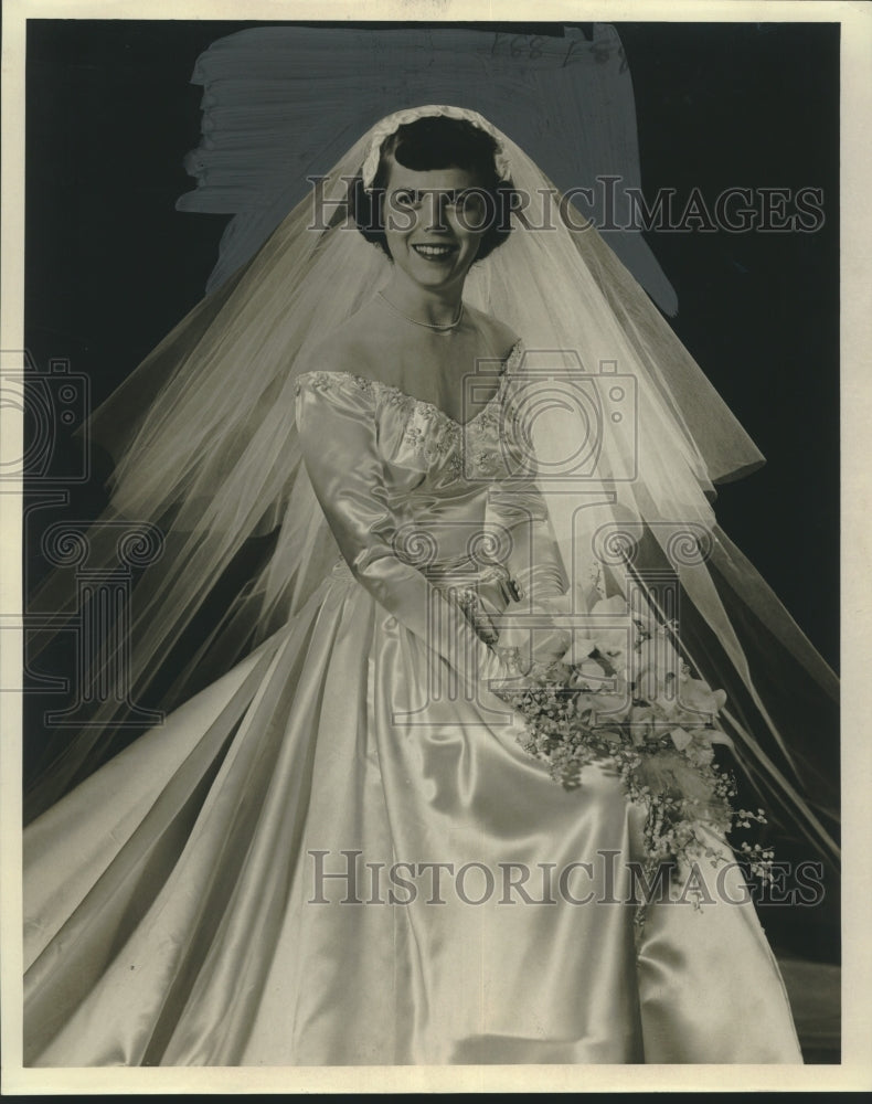 1951 Mrs. Salvador Anthony Genovese in Wedding Dress - Historic Images