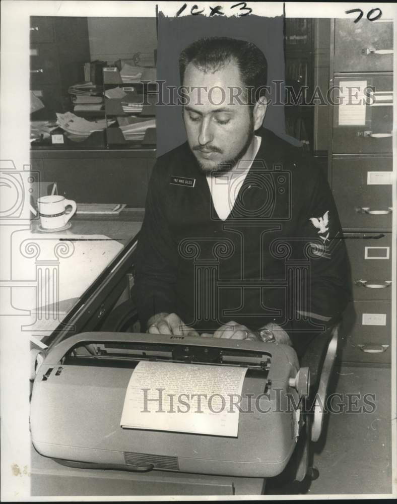 1970 Yeoman 2nd Class Michael N. Giles of U.S. Navy, grows a beard - Historic Images