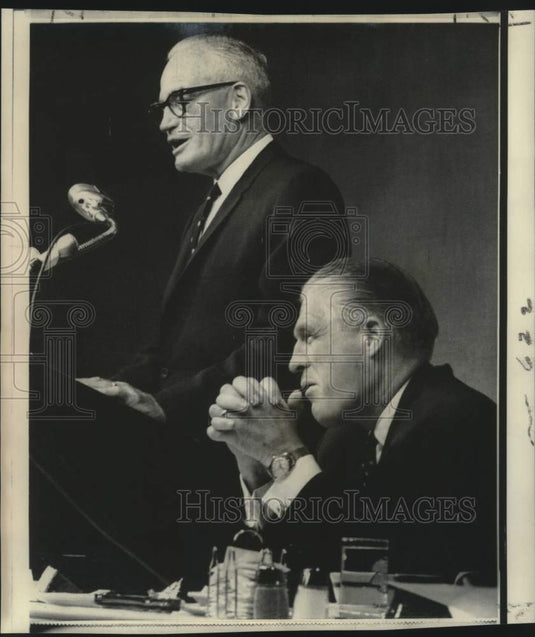 1987 Press Photo Governor George Romney & Barry Goldwater at GOP Gathering - Historic Images