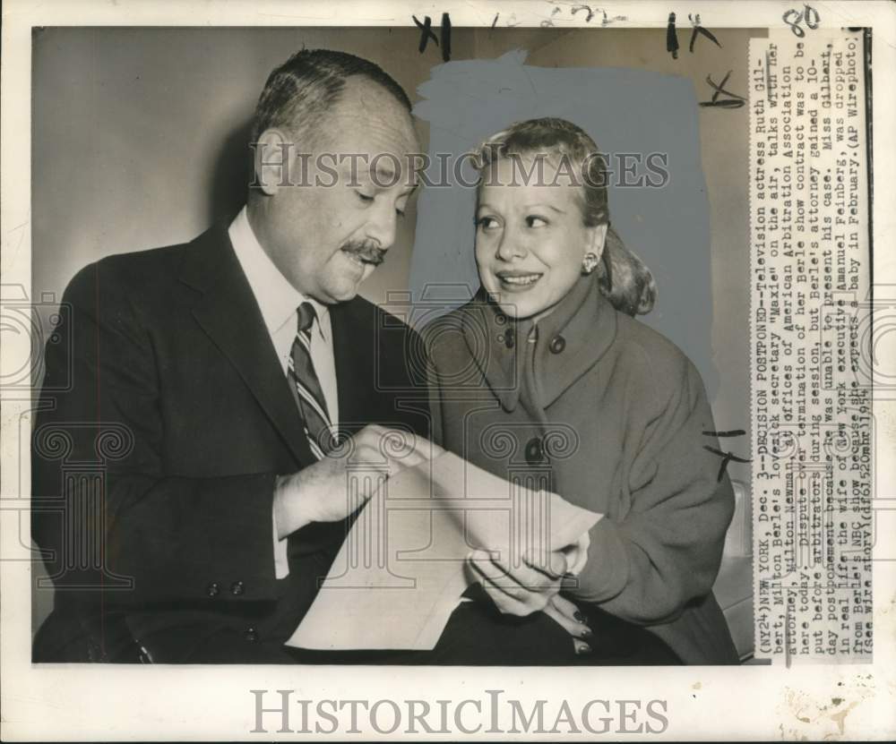 1954 Actress Ruth Gilbert with Attorney Milton Newman - Historic Images