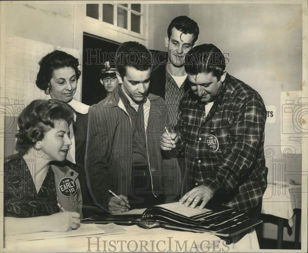 1968 Voters Commissioners Overwatching Voters At 3rd Precinct Polls-Historic Images