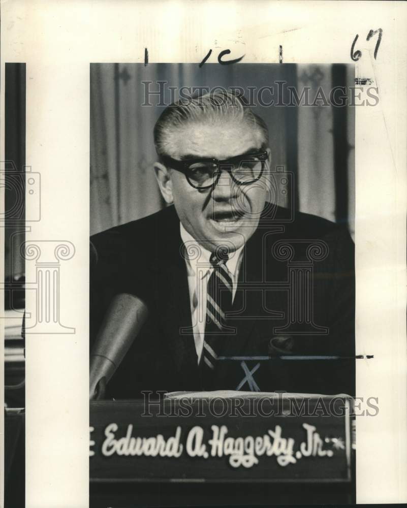 1968 Judge Edward A. Haggerty Jr. Speaking About Shaw Trial - Historic Images