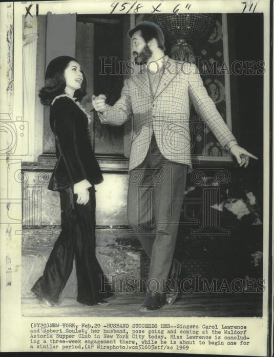 1969 Carol Lawrence and Robert Goulet -Waldorf Astoria Supper Club-Historic Images