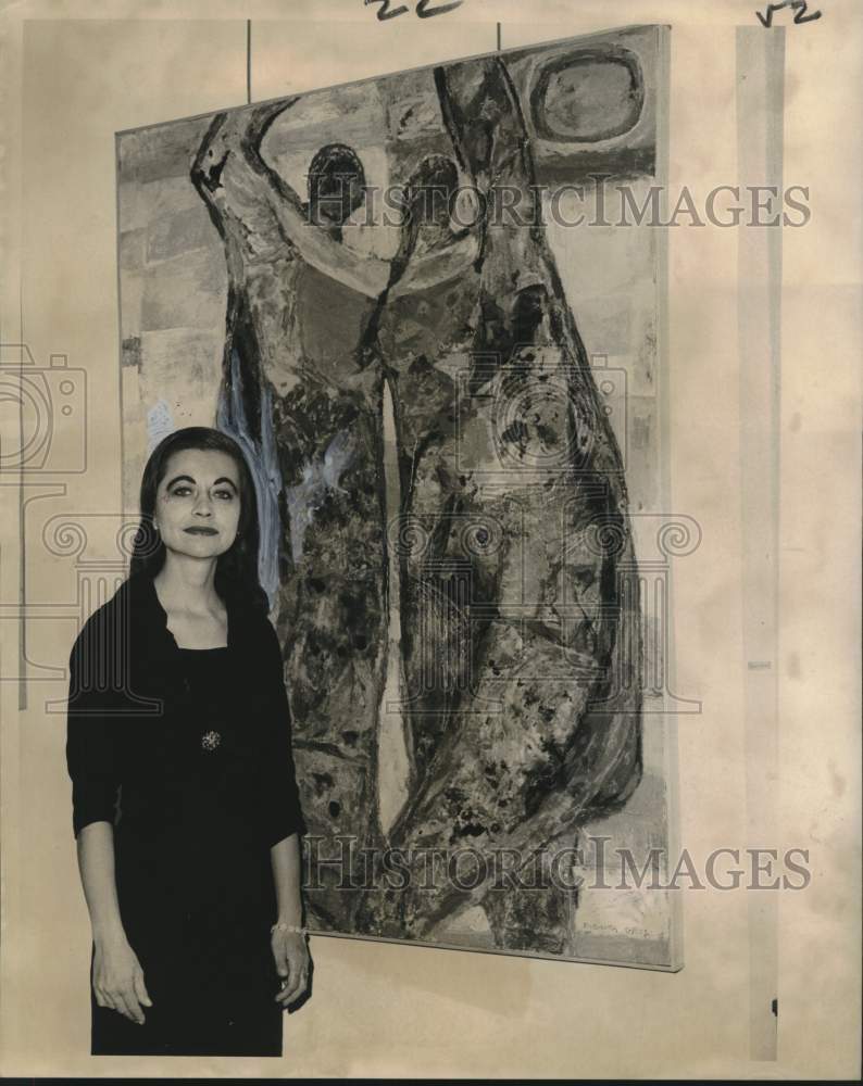 1964 Press Photo Pichotta Gross With her Painting at Uptown-Glade Gallery - Historic Images