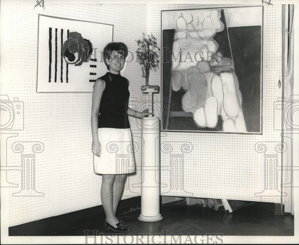 1968 Artist Charlotte Hooper Next to Her Work at 331 Gallery-Historic Images