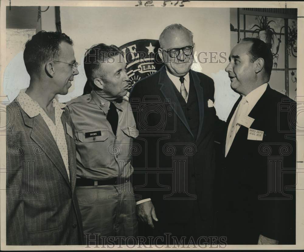 1961 Press Photo Rep. F. Edward Hebert with Officers at Camp Leroy Johnson-Historic Images