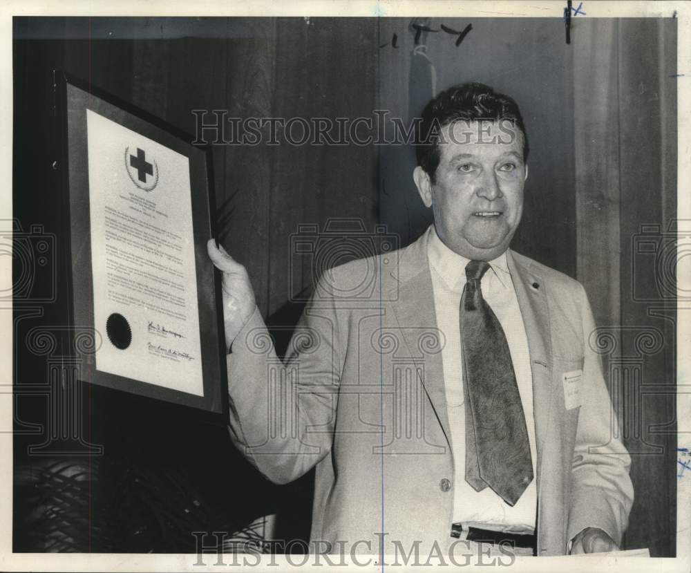 1970 George Healy Receives Plaque for Hurricane Camille Relief Work - Historic Images