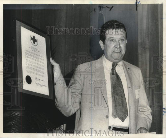 1970 George Healy Receives Plaque for Hurricane Camille Relief Work - Historic Images