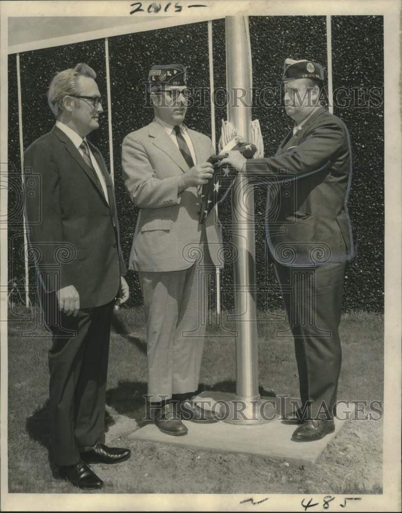 1971 New Flagpole First Parish Court Dedicated by American Legion - Historic Images