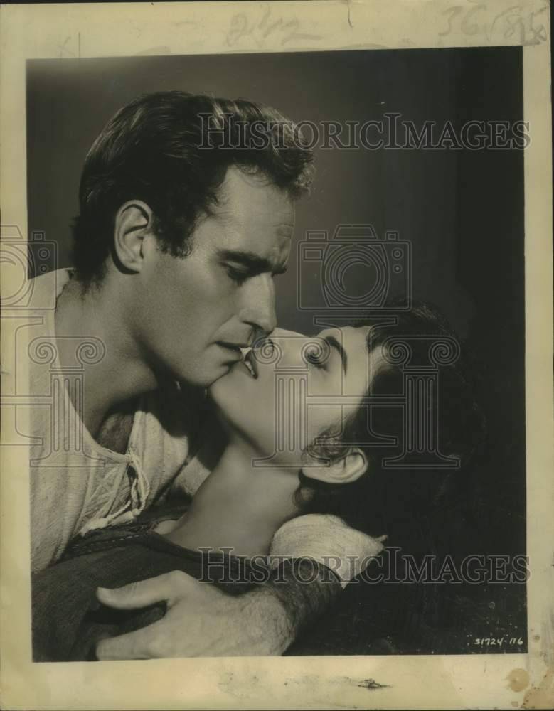 1960 Press Photo Charlton Heston &amp; Haya Harareet in &quot;Ben-Hur&quot; - noo30406-Historic Images