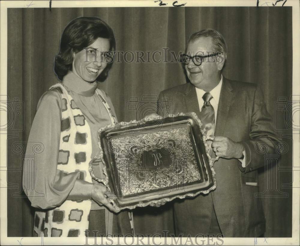 1970 Press Photo Lucille H. Hicks honored by Ronald G. Hicks- Louisiana Press-Historic Images