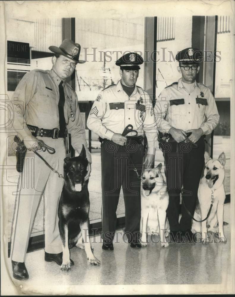 1970 Deputy Philip Lassigne and officers with their K-9 dogs - Historic Images