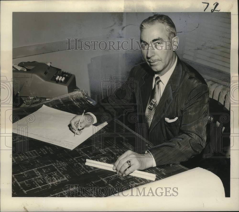 1953 Reverend Carl Jester, at his desk, Temple Baptist, New Orleans-Historic Images