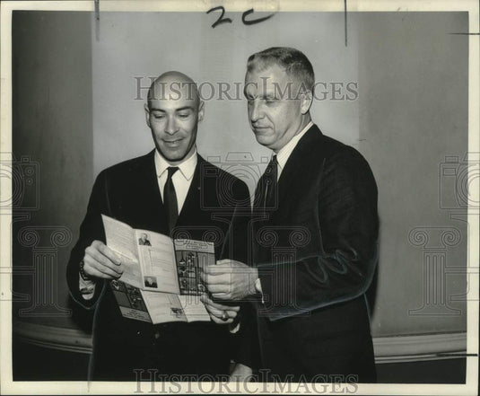 1966 Press Photo Gilbert C. Lagasse & Max Barnett Jr.- Young Men's Business Club - Historic Images
