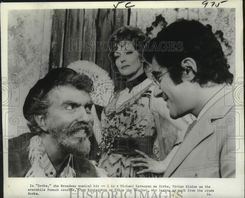 1970 Press Photo Michael Kermoyan &amp; Vivian Blaine in Broadway musical &quot;Zorba&quot; - Historic Images