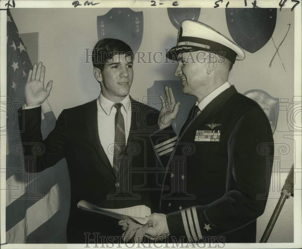 1968 William H. Kilgore sworn in by his father Will to Naval Reserve-Historic Images