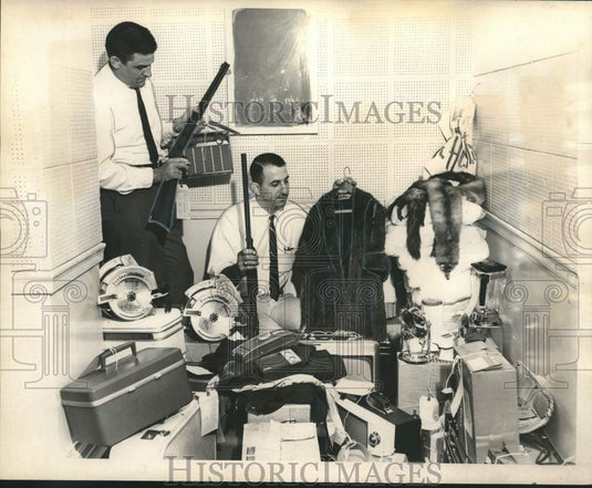 1965 Looking recovered items after arrest of lakefront burglary ring-Historic Images
